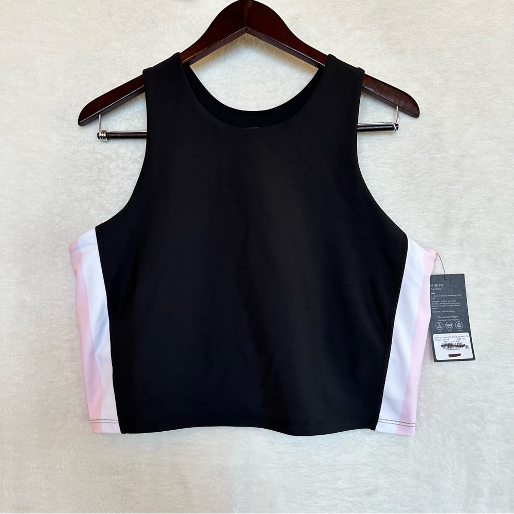 NWT Athletic Kinesis Balck Pink Women Top Tank Stretch Poly/Spandex size 1X